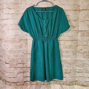 Anthropologie Fei Green Silk C'est Bon Dress